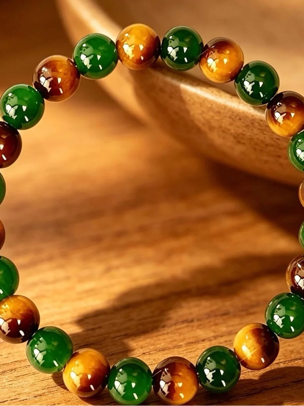 Green and Brown Beaded Money Bracelet by